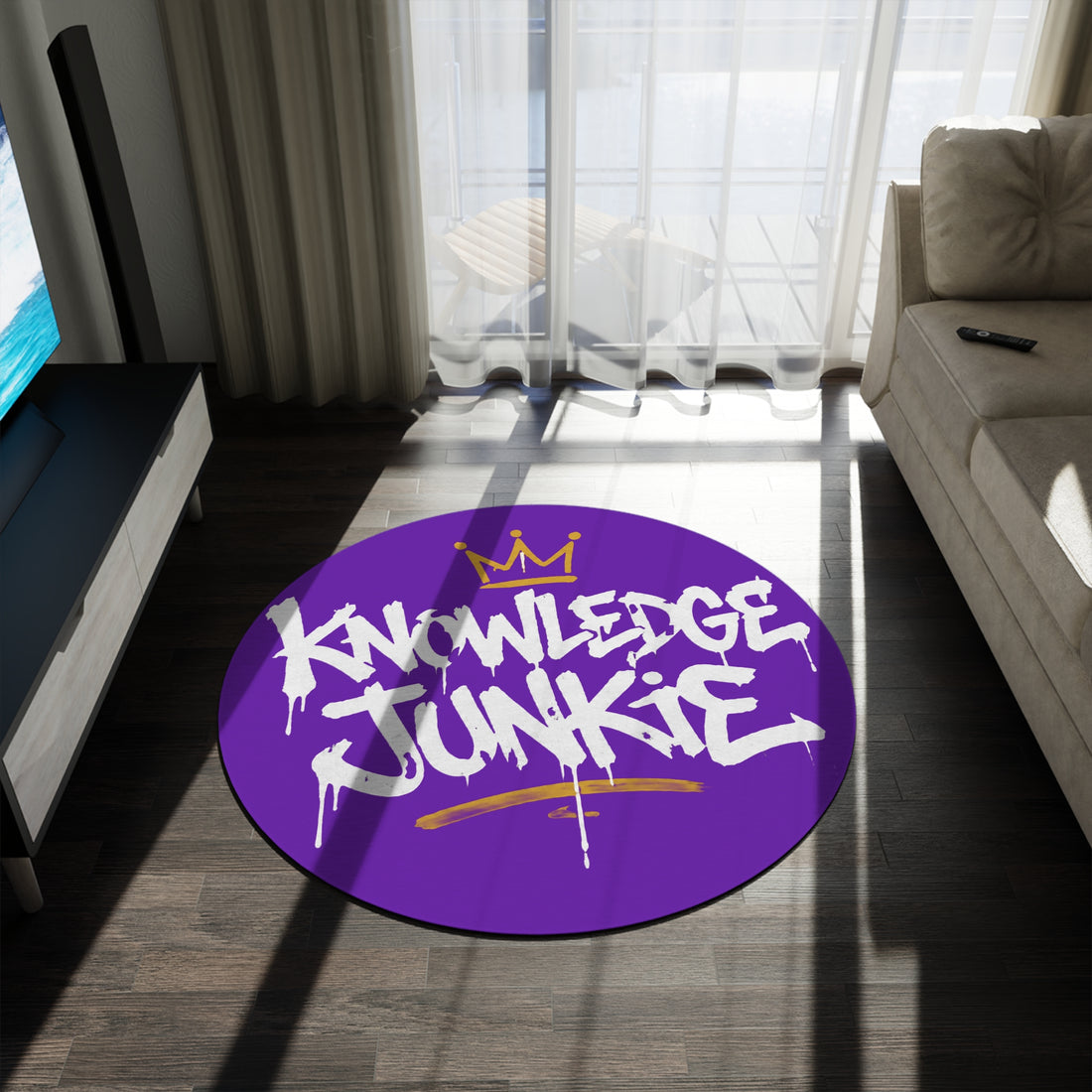 KNOWLEDGEJUNKIE PURPLE ROUND RUG