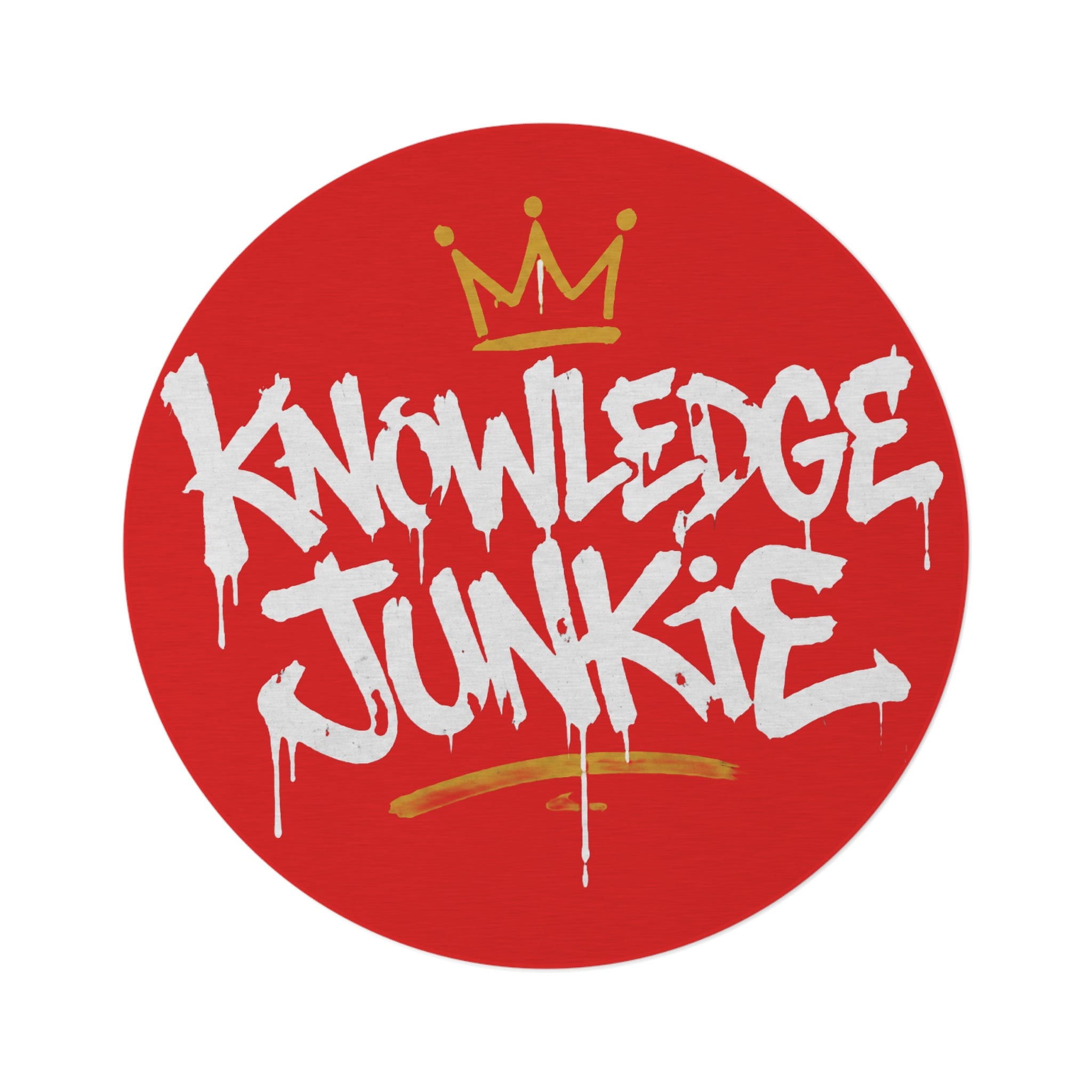 KNOWLEDGEJUNKIE RED ROUND RUG