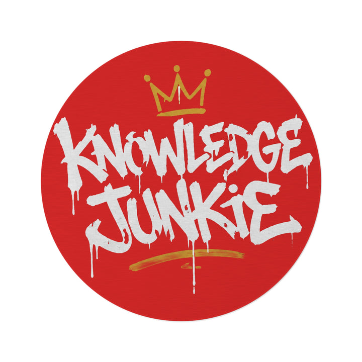 KNOWLEDGEJUNKIE RED ROUND RUG